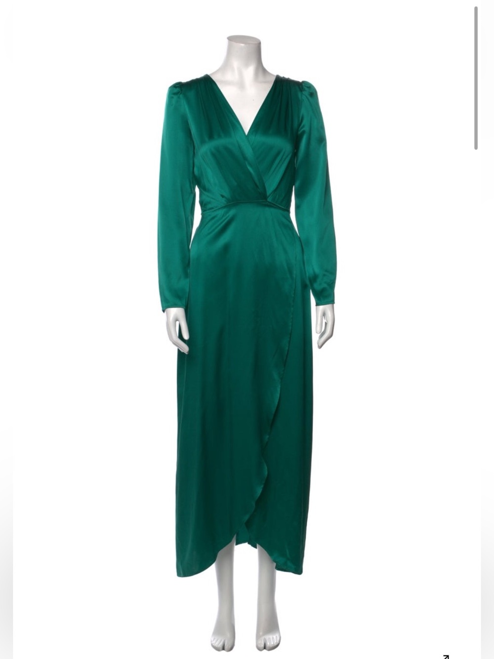 Reformation Teal Satin Wrap Midi Dress